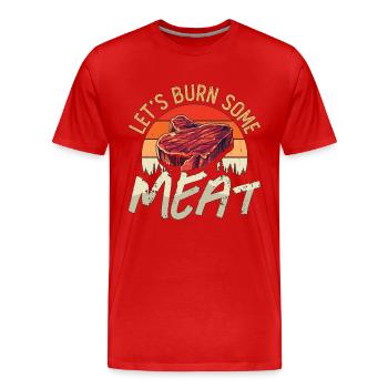 Pulled Pork BBQ Let's Burn Some Meat Pork BBQ - Men's Premium Organic T-Shirt - red - Front - Damien (186cm)