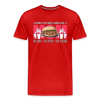 Pulled Pork BBQ Enthusiast Mom Loves Grilled Meat - Men's Premium Organic T-Shirt - red - Front - Damien (186cm)