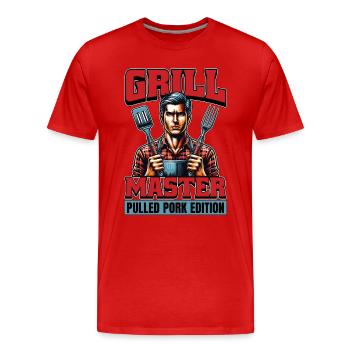 Pulled Pork BBQ Grill Master Pulled Barbecue Lover - Men's Premium Organic T-Shirt - red - Front - Damien (186cm)