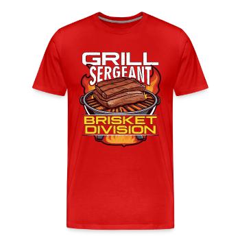 Brisket Barbeque Grill Sergeant Brisket Grilling - Men's Premium Organic T-Shirt - red - Front - Damien (186cm)
