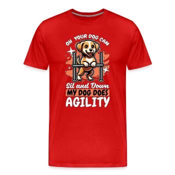 Dressage d’agilité canine Oh Votre chien peut s’asseoir Propriétaire de chien - T-shirt bio Premium Homme - rouge - Devant - Damien (186cm)