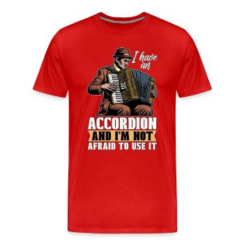 Accordéon J’ai un accordéon et un instrument à vent - T-shirt bio Premium Homme - rouge - Devant - Damien (186cm)