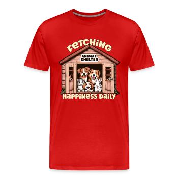 Refuge pour animaux Chercher le bonheur au quotidien Amoureux des chiens - T-shirt bio Premium Homme - rouge - Devant - Damien (186cm)