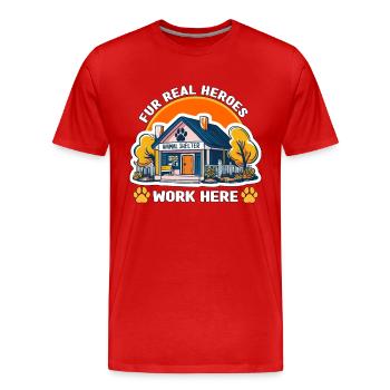 Refuge pour animaux pour les vrais héros Travail Famille d’accueil - T-shirt bio Premium Homme - rouge - Devant - Damien (186cm)