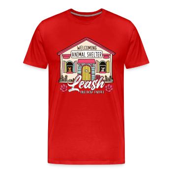 Refuge pour animaux Laisse Et Amour Expert Chien Propriétaire - T-shirt bio Premium Homme - rouge - Devant - Damien (186cm)