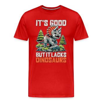 Paléontologie c’est bien mais il manque un chasseur de fossiles - T-shirt bio Premium Homme - rouge - Devant - Damien (186cm)