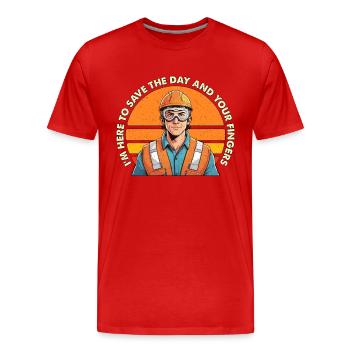 Agent de sécurité Je suis là pour sauver la journée Sécurité - T-shirt bio Premium Homme - rouge - Devant - Damien (186cm)
