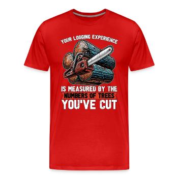 Votre expérience de l’exploitation forestière est Bûcheron - T-shirt bio Premium Homme - rouge - Devant - Damien (186cm)