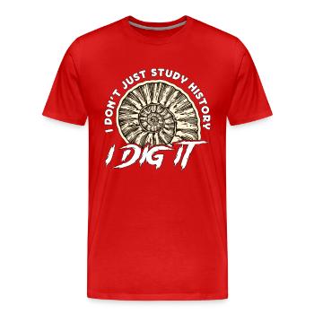 Paléontologie Je n’étudie pas seulement l’histoire Géologue - T-shirt bio Premium Homme - rouge - Devant - Damien (186cm)