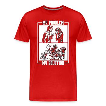 Refuge pour animaux Mon problème Mon pictogramme Maman Papa - T-shirt bio Premium Homme - rouge - Devant - Damien (186cm)