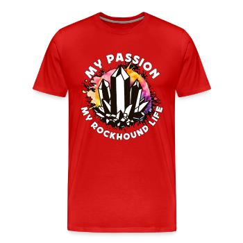 Rockhounding Ma passion Ma paléontologie Rockhound - T-shirt bio Premium Homme - rouge - Devant - Damien (186cm)