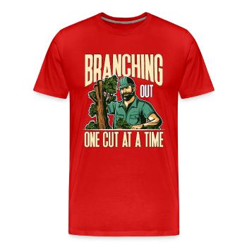 Arborist Branching Out One Cut At A Forest Worker - Men's Premium Organic T-Shirt - red - Front - Damien (186cm)