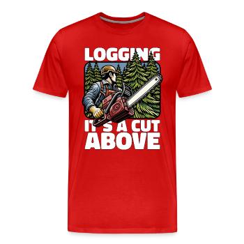 L’exploitation forestière est un cran au-dessus du bûcheron - T-shirt bio Premium Homme - rouge - Devant - Damien (186cm)