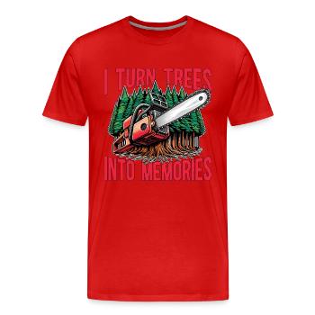 Exploitation forestière Je transforme les arbres en souvenirs Travailleur forestier - T-shirt bio Premium Homme - rouge - Devant - Damien (186cm)