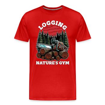Exploitation forestière Nature’s Gym Arboriste Bûcheron - T-shirt bio Premium Homme - rouge - Devant - Damien (186cm)