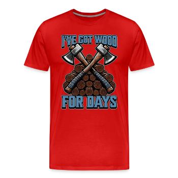 Exploitation forestière J’ai du bois pour des jours Arboriculture Chirurgien bûcheron - T-shirt bio Premium Homme - rouge - Devant - Damien (186cm)