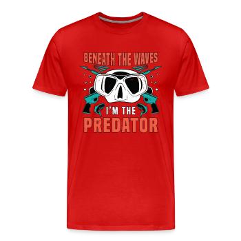 Chasse sous-marine sous les vagues Je suis le pêcheur - T-shirt bio Premium Homme - rouge - Devant - Damien (186cm)