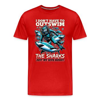 Plongée sous-marine Je n’ai pas besoin de nager plus loin que la natation - T-shirt bio Premium Homme - rouge - Devant - Damien (186cm)