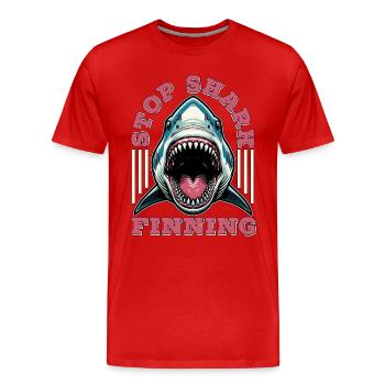 Shark Enthusiast Stop Shark Finning Marine Biology - Men's Premium Organic T-Shirt - red - Front - Damien (186cm)