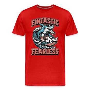 Shark Enthusiast Fintastic And Fearless Freediving - Männer Premium Bio T-Shirt - Rot - Vorne - Damien (186cm)
