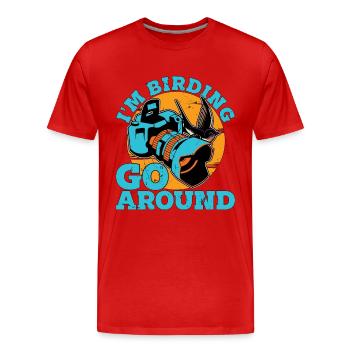 Photographie d’oiseaux Je suis ornithologique Faire le tour de l’ornithologie - T-shirt bio Premium Homme - rouge - Devant - Damien (186cm)