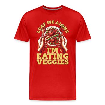 Vegetarian Leaf Me Alone Healthy Eating Veganism - Men's Premium Organic T-Shirt - red - Front - Damien (186cm)