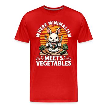 Vegetarian Where Minimalism Meets Healthy Eating - Men's Premium Organic T-Shirt - red - Front - Damien (186cm)