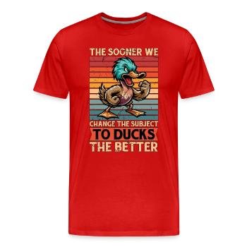 Canard colvert : le plus tôt nous changeons : l’amateur d’oiseaux aquatiques - T-shirt bio Premium Homme - rouge - Devant - Damien (186cm)