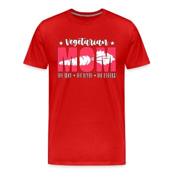 Vegetarian Mom The Idol The Myth The Veganism - Männer Premium Bio T-Shirt - Rot - Vorne - Damien (186cm)