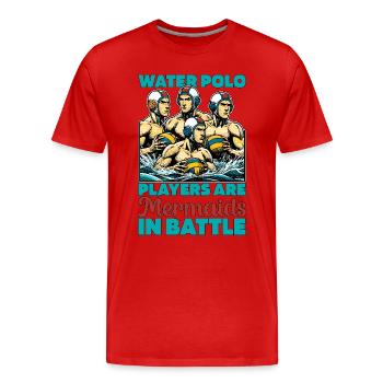 Les joueurs de water-polo sont des sirènes dans les sports nautiques - T-shirt bio Premium Homme - rouge - Devant - Damien (186cm)