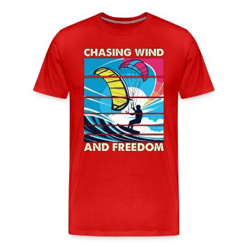 Kitesurf Poursuite Vent Et Liberté Deltaplane - T-shirt bio Premium Homme - rouge - Devant - Damien (186cm)