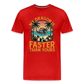 Dragon Boating My Dragon Is Faster Boat Racing - Men's Premium Organic T-Shirt - red - Front - Damien (186cm)