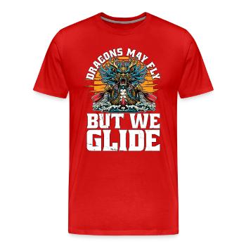 Bateau dragon Les dragons peuvent voler mais nous pagayons - T-shirt bio Premium Homme - rouge - Devant - Damien (186cm)