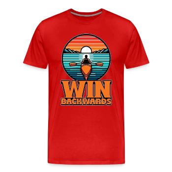 Water Rowing Win Backwards Loves Boating Canoeing - Men's Premium Organic T-Shirt - red - Front - Damien (186cm)