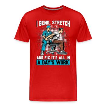 Physical Therapist I Bend Stretch Massage Therapy - Men's Premium Organic T-Shirt - red - Front - Damien (186cm)