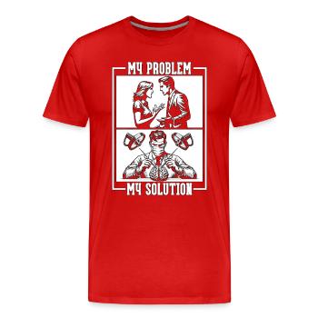 Neurochirurgien Mon problème Ma solution Pictogramme Papa - T-shirt bio Premium Homme - rouge - Devant - Damien (186cm)