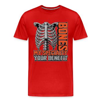 Chirurgien orthopédiste Bones Ma spécialité Orthopédiste - T-shirt bio Premium Homme - rouge - Devant - Damien (186cm)