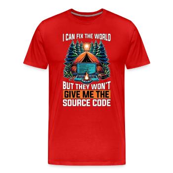 Coder I Can Fix The World Web Developer Coders - Men's Premium Organic T-Shirt - red - Front - Damien (186cm)