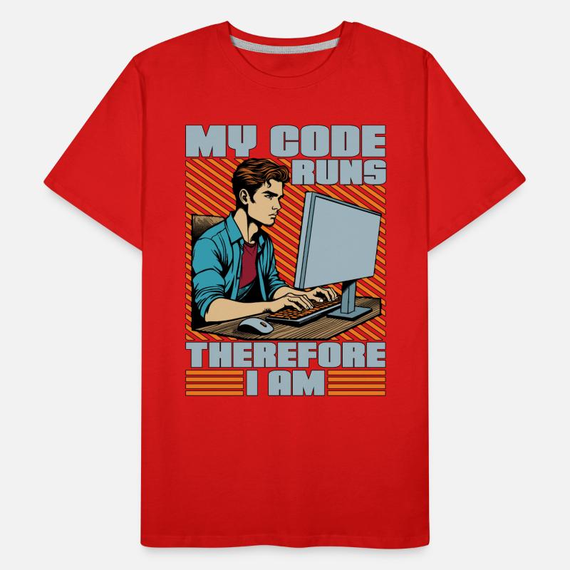 Coder My Code Runs Therefore I Am Web Developer Männer Premium Bio T-Shirt