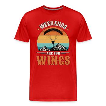 Les week-ends de parapente sont pour le parachutisme d’ailes - T-shirt bio Premium Homme - rouge - Devant - Damien (186cm)