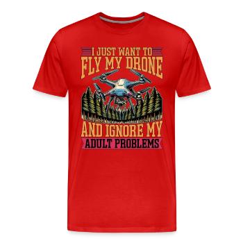 Passionné de drones, je veux juste voler opérateur de drone - T-shirt bio Premium Homme - rouge - Devant - Damien (186cm)
