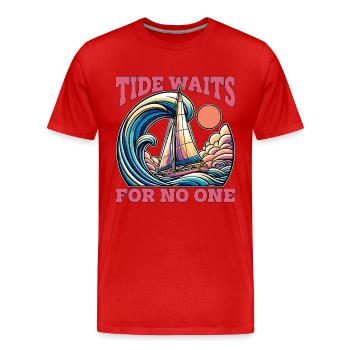 Sailing Tide Waits For No One Sailing Boat Lover - Men's Premium Organic T-Shirt - red - Front - Damien (186cm)