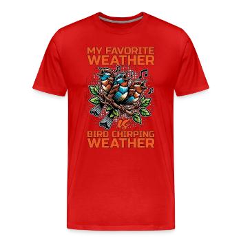 Ornithologie Mon temps préféré est l’observation des oiseaux - T-shirt bio Premium Homme - rouge - Devant - Damien (186cm)