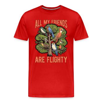 Ornithologie Tous mes amis sont des ornithologues volants - T-shirt bio Premium Homme - rouge - Devant - Damien (186cm)