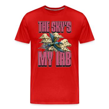 Ornithologie Le ciel est mon labo adore l’observation des oiseaux - T-shirt bio Premium Homme - rouge - Devant - Damien (186cm)