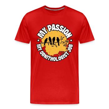 Ornithologue Ma passion Mon ornithologue Birding - T-shirt bio Premium Homme - rouge - Devant - Damien (186cm)