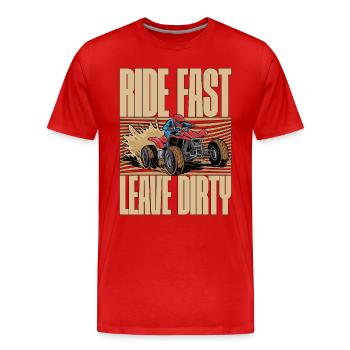 Course de boue Rouler vite Laisser sale Aime la boue S’enliser - T-shirt bio Premium Homme - rouge - Devant - Damien (186cm)