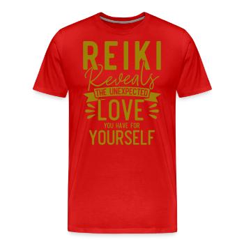 Symbole Reiki Maître Reiki Cadeau de Cristal Reiki - T-shirt bio Premium Homme - rouge - Devant - Damien (186cm)