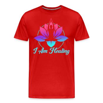 Symbole Reiki Maître Reiki Cadeau de Cristal Reiki - T-shirt bio Premium Homme - rouge - Devant - Damien (186cm)