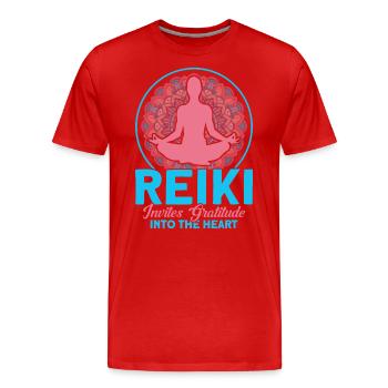 Symbole Reiki Maître Reiki Cadeau de Cristal Reiki - T-shirt bio Premium Homme - rouge - Devant - Damien (186cm)